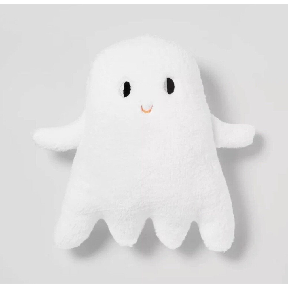 Set of 2 Hyde & Eek! 14” Ghost Faux Shearling Halloween Throw Pillow White